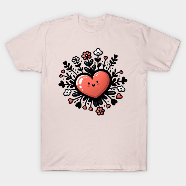 Cute heart -  Matching Couples Love T-Shirt by JunThara